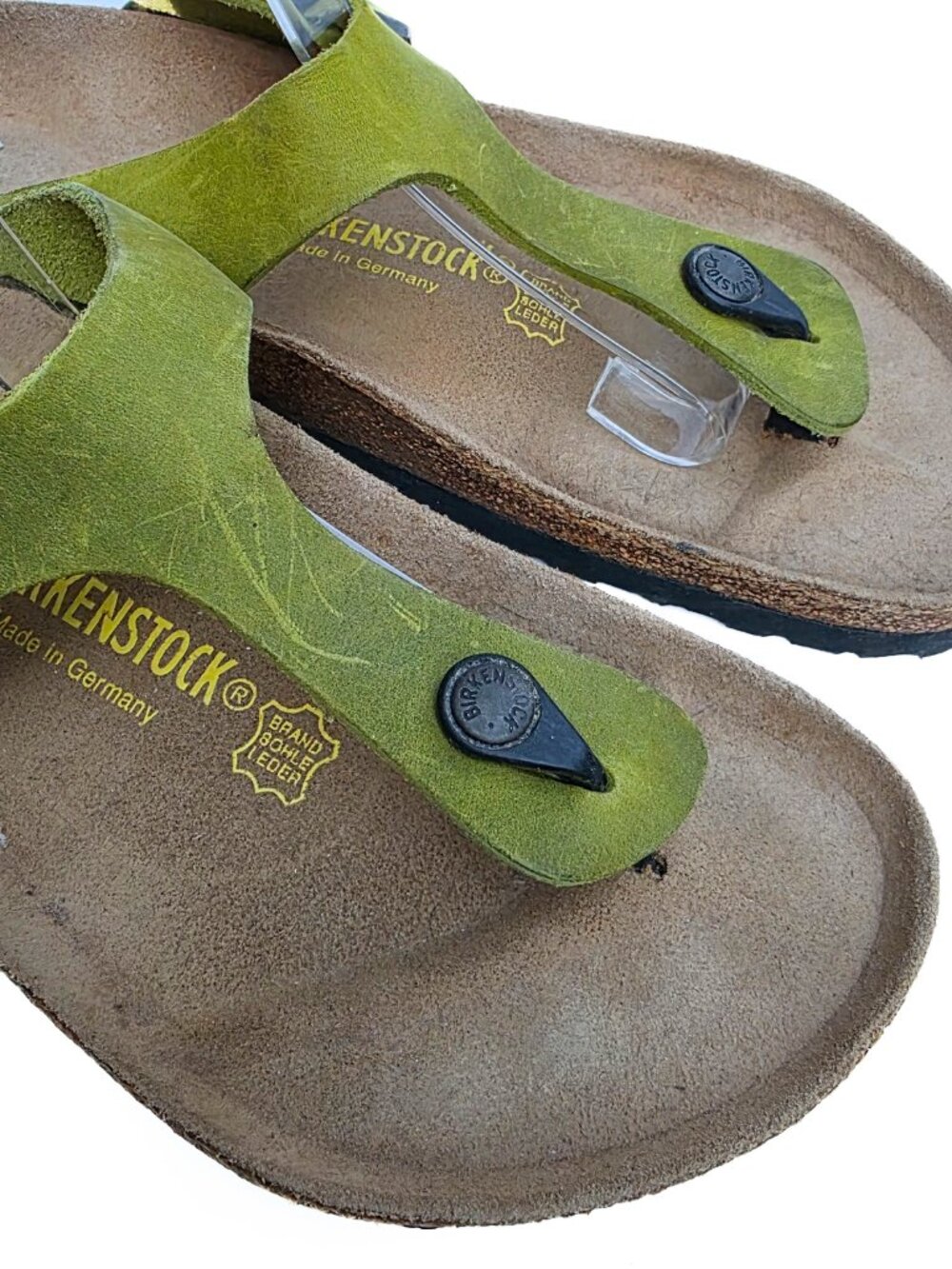 Birkenstock Gizeh Suede Sandals EU 42 Avocado Green Regular Wide Made Germany - Picture 2 of 11